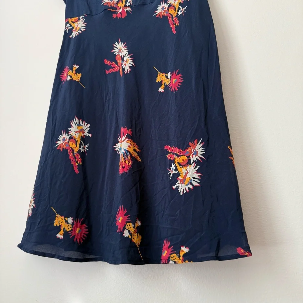 Madewell Silk Poppy Dress in Cactus Flower Navy Floral Fit and Flare Mini - Picture 9 of 16